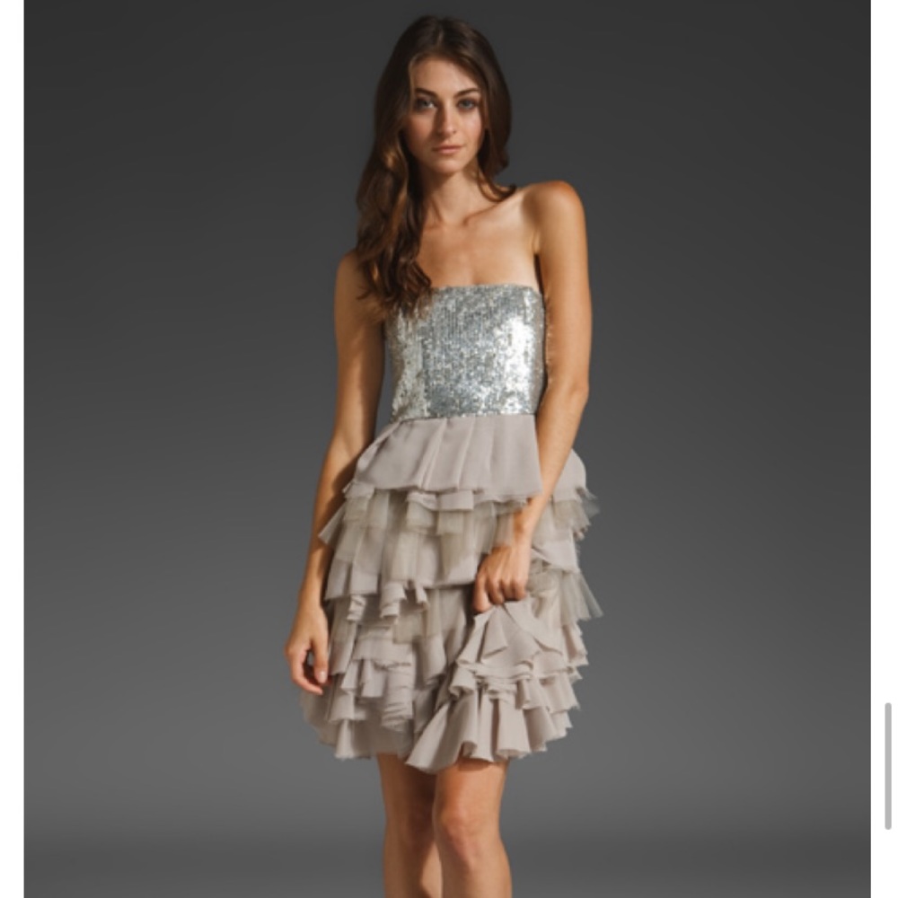 Alice + Olivia Mei Sequin and Silk Cocktail Dress
